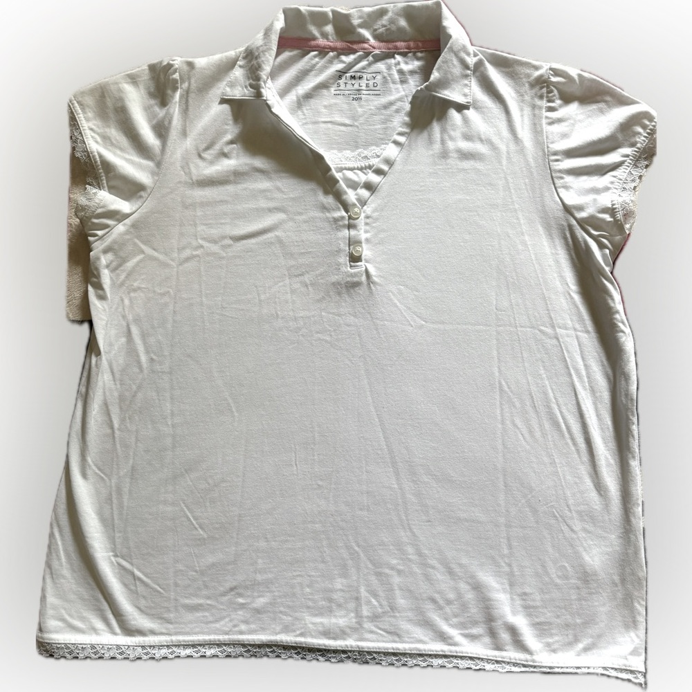 Girls White Lace Trim Shirt - Simply Styled | Size 20.5 - Picture 7 of 8